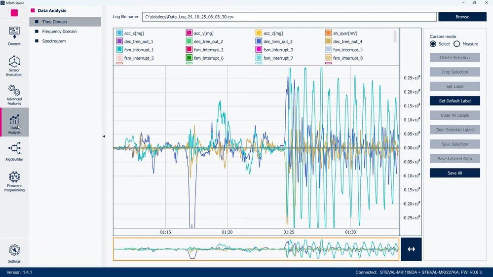 Figure 12: MEMS Studio - Data Analysis, Time Domain