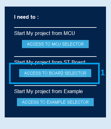 Figure 1. Start a project based on a ST board
