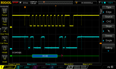 CubeOrange(Master), STM32F4(Slave), R1 = 3k3 Ohm, Rn = 1k2 Ohm