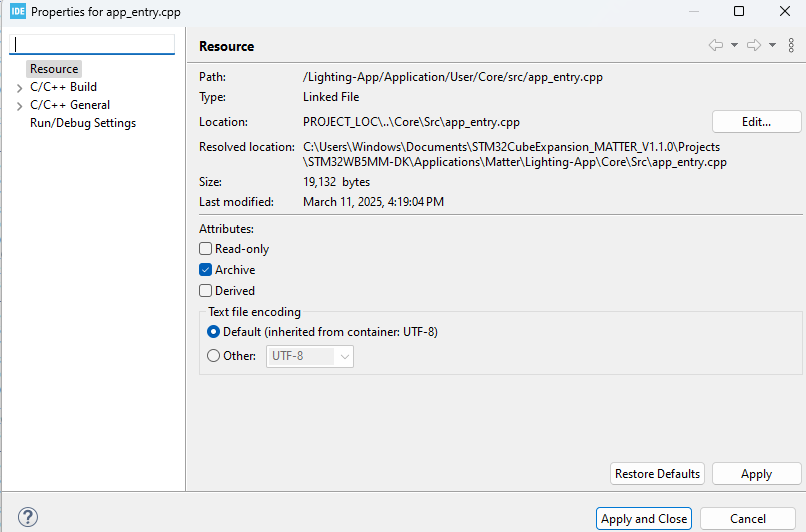 Renaming Project Causing files failed to open - STMicroelectronics ...