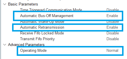 Figure 10. CAN peripheral settings