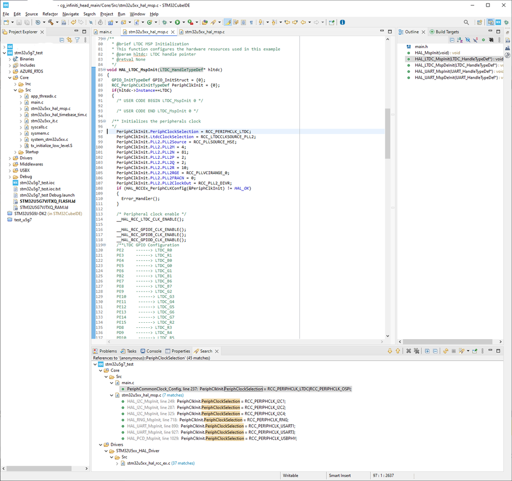 Clock init code generated