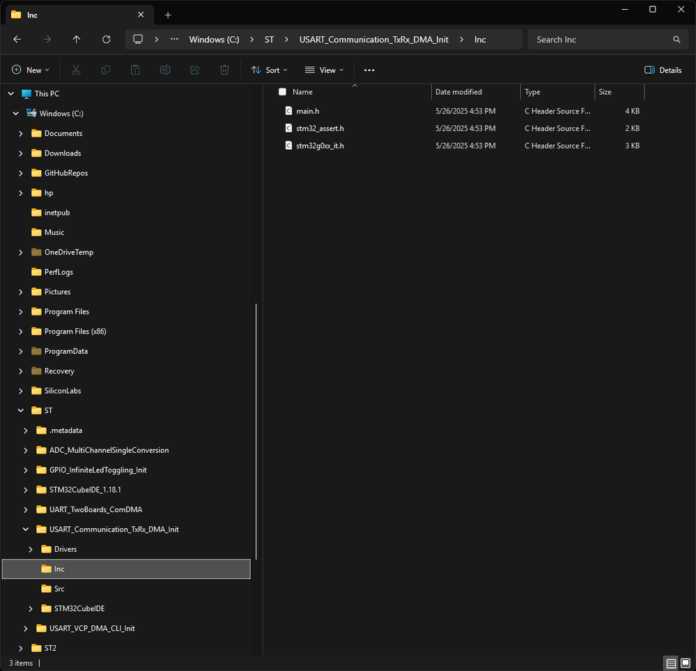 File Explorer showing Inc folder with main header file.png