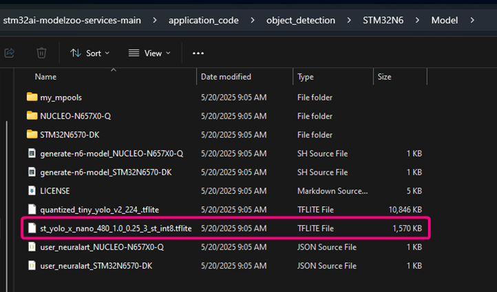 The YOLO model on “Model” folder