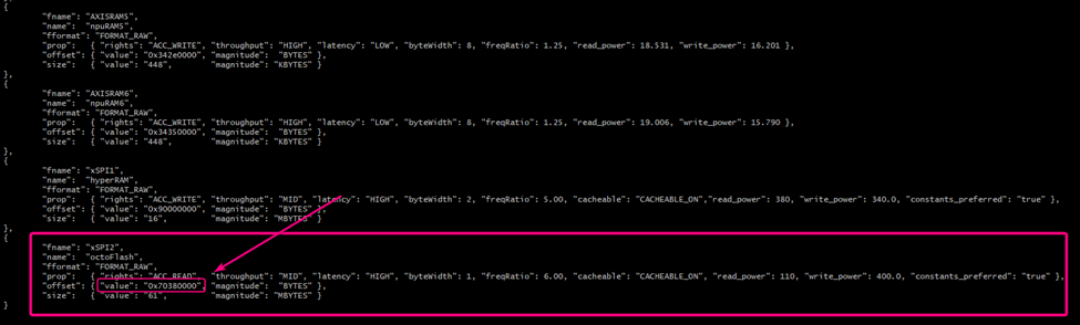 The STM32N6570-DK .mpools configuration file with the base address highlighted