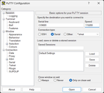 putty serial set to 115200