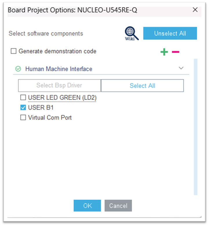 Board project options
