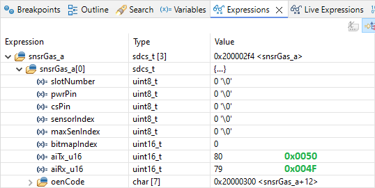 STM32CubeIDE Expressions - 1 - Array - Element 0.png