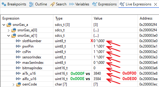 STM32CubeIDE Live Expressions - 2 - Array - Element 1.png