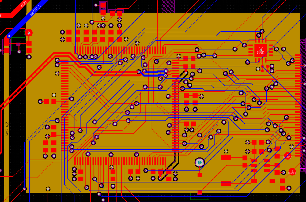 PCB routing for MCU