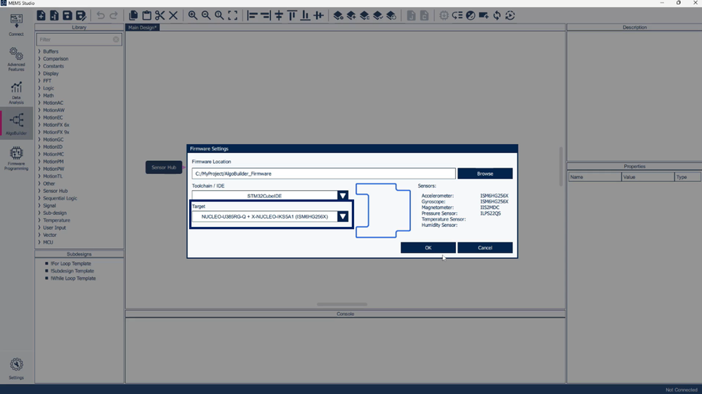 Figure 4: Firmware settings - Target