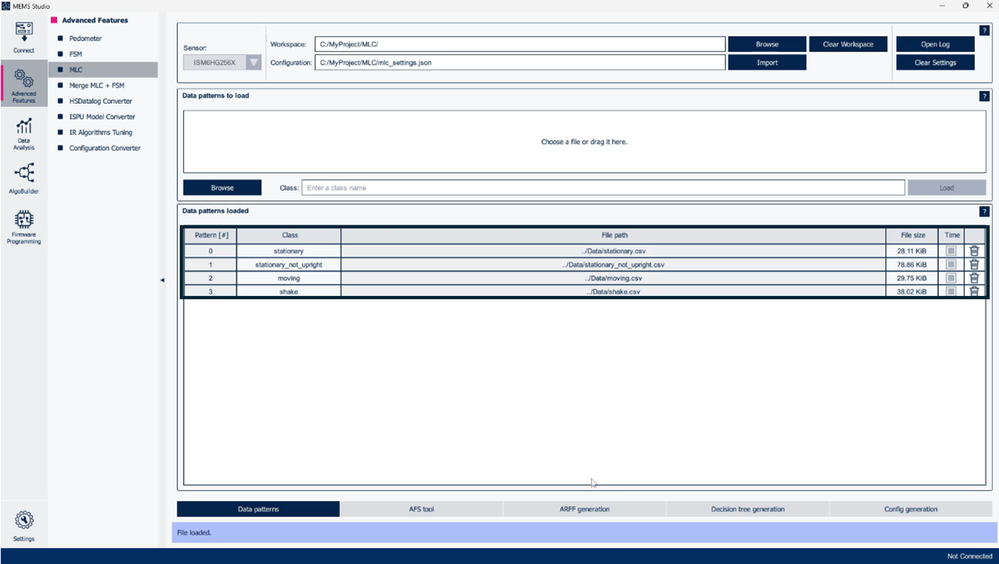 Figure 9: MEMS Studio - Advanced Features - MLC - Data patterns