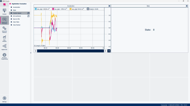 Figure 18: MEMS Studio - AlgoBuilder Evaluation - The package is moving