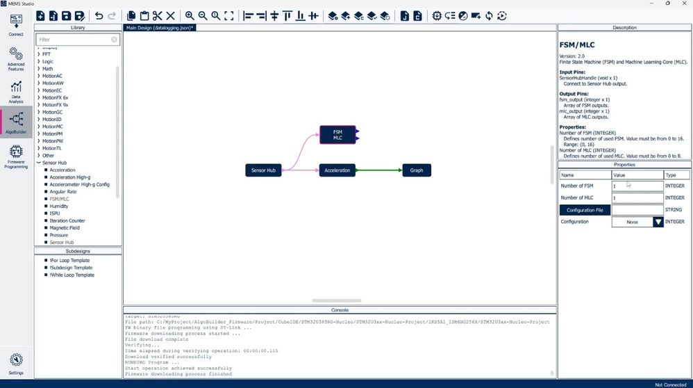 Figure 14: AlgoBuilder - Adding FSM/MLC blocks