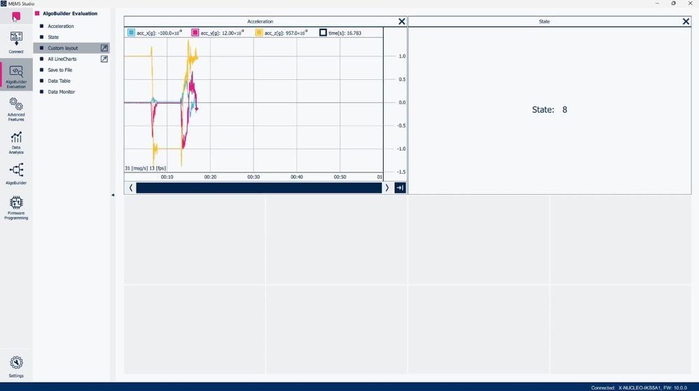 Figure 18: MEMS Studio - AlgoBuilder Evaluation - The package is moving