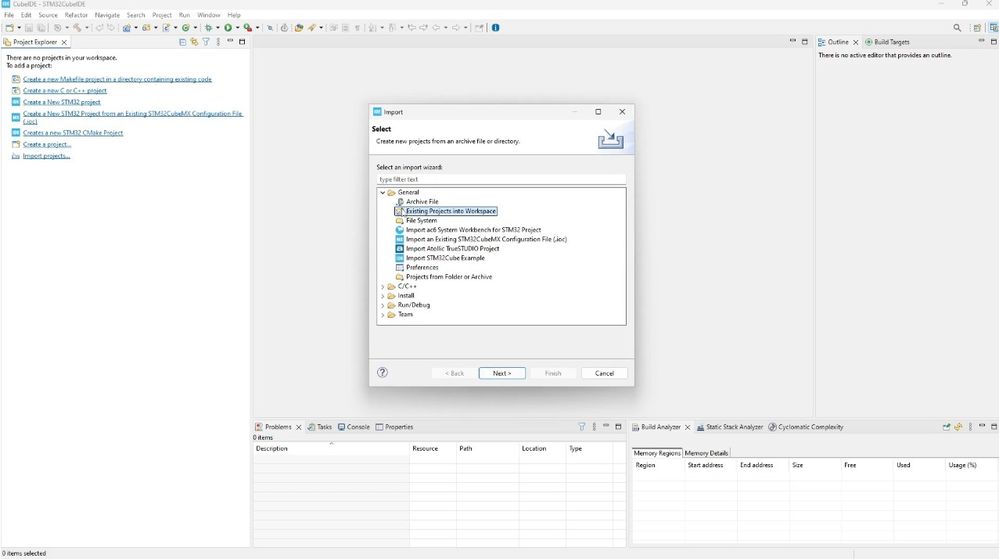 Figure 27: Import the project inside STM32CubeIDE