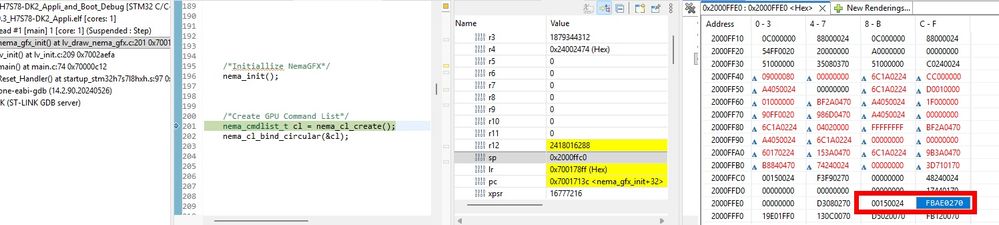 Stack bevore calling nema_cl_create. Return-adress: ok