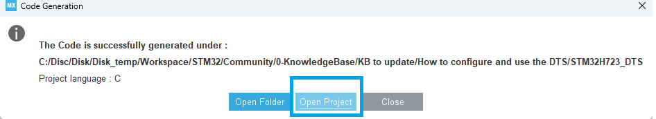Figure 11. Opening the project
