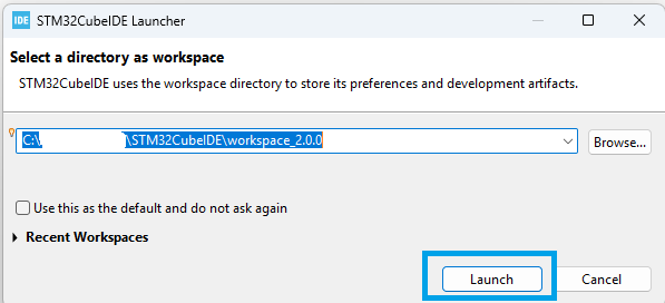Figure 12. Launch the project in STM32CubeIDE
