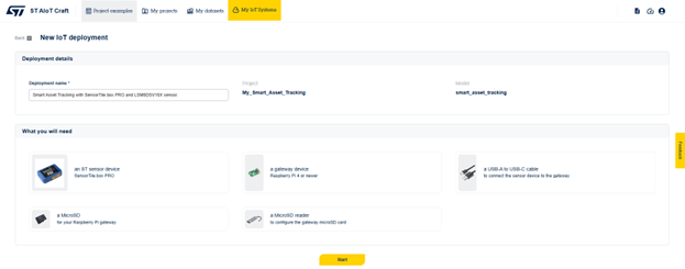 Figure 3: ST AIoT Craft – New IoT deployment (deployment details and what you will need)