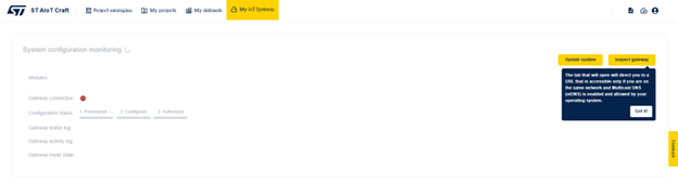 Figure 15: ST AIoT Craft – System configuration monitoring