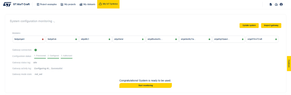 Figure 20: ST AIoT Craft – The system is ready to be used