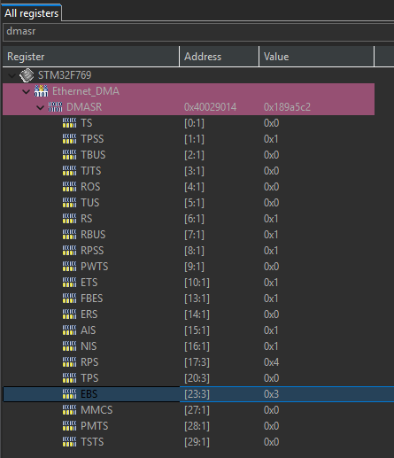 Ethernet DMASR register