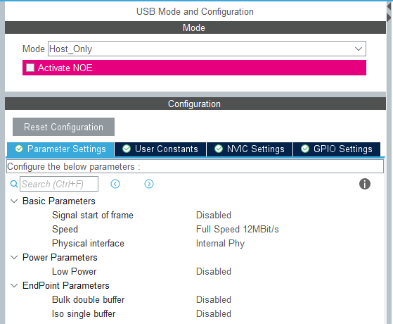 USB peripheral configuration