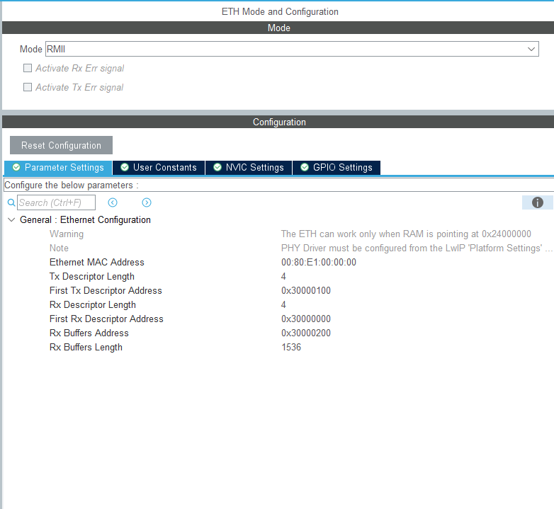 ethenet settings,