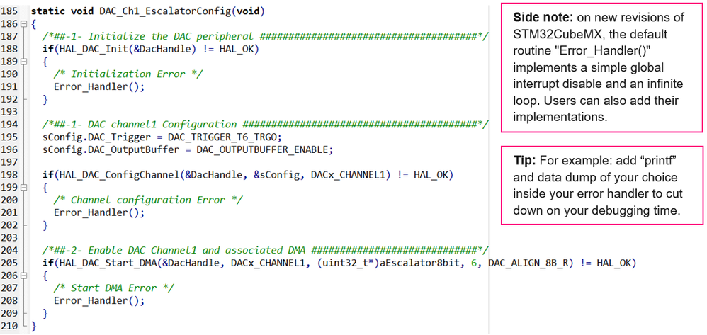 Figure 4: Original source code without the ioc: code for the DAC_Ch1_EscalatorConfig function.