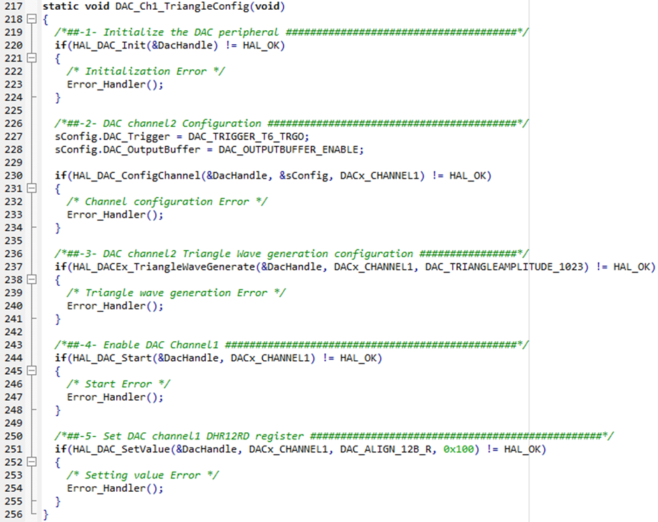 Figure 5: Original source code without the ioc: code for the DAC_Ch1_TriangleConfig function.