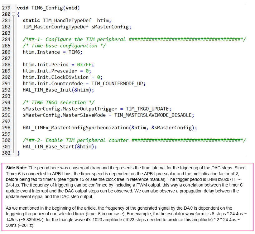 Figure 10: Original source code without the ioc: timer 6 configuration.