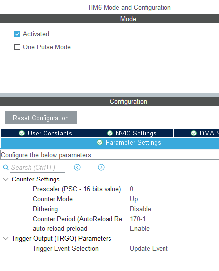 TIMER6 configuration