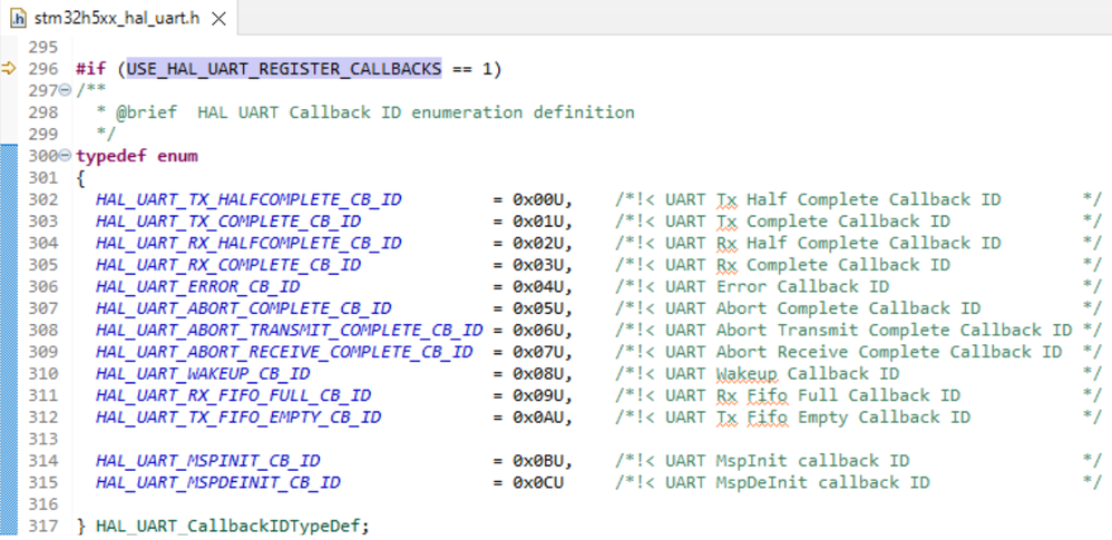 Figure 7 – List of UART CallBack IDs. Source: Author’s screenshot.