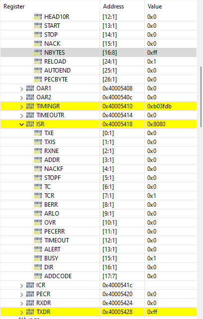 STM32H743ZI Bizzare behavior from I2C with Reload ...