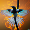 DALL·E 2023-10-21 00.29.18 - Electric sparks distributing madagaskar vanga bird with natural beautiful colors, light background, digital art.png