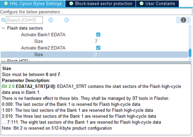 STM32CubeIDE Code Generation EDATA Size Range