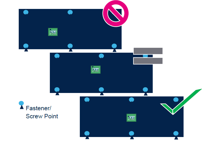 Figure 8. Placement of sensor between fasteners