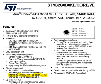 Clock stability mentioned on the front page of the same Datasheet!