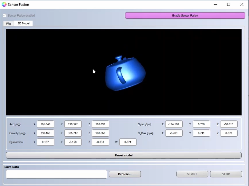 Unico-GUI: Sensor Fusion - 3D model