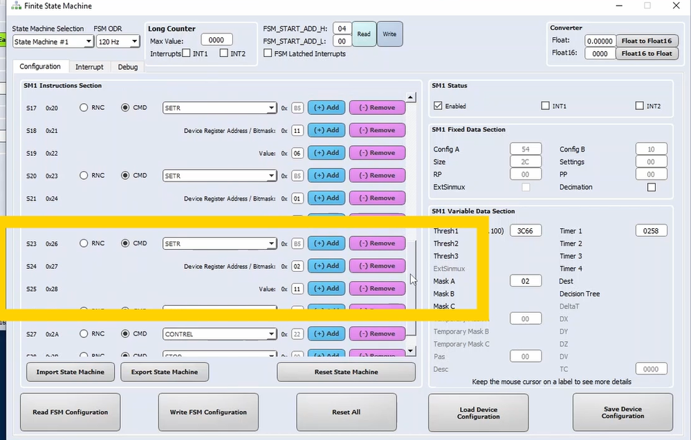 Unico-GUI: FSM - SETR command to enable the MLC after the smart wake up is detected