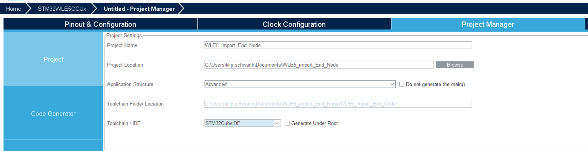 How To Import Stm32cubewl Repository Projects Onto 