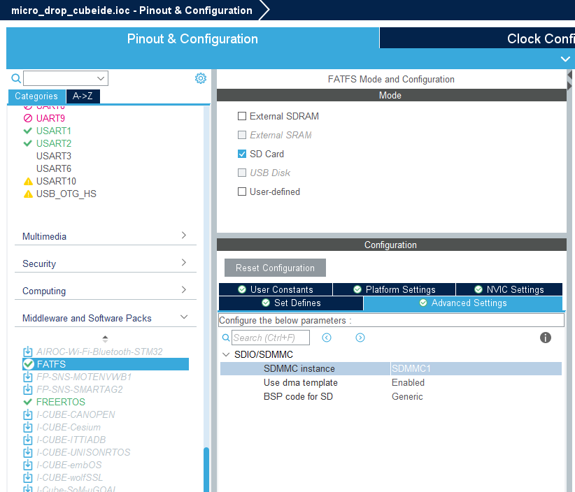 microSD is not working STM32H7B3IDK with TouchGFX STMicroelectronics