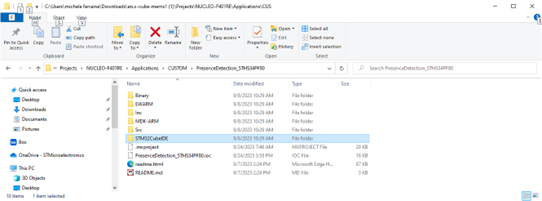 STM32CubeIDE project available in the X-CUBE-MEMS1 expansion pack