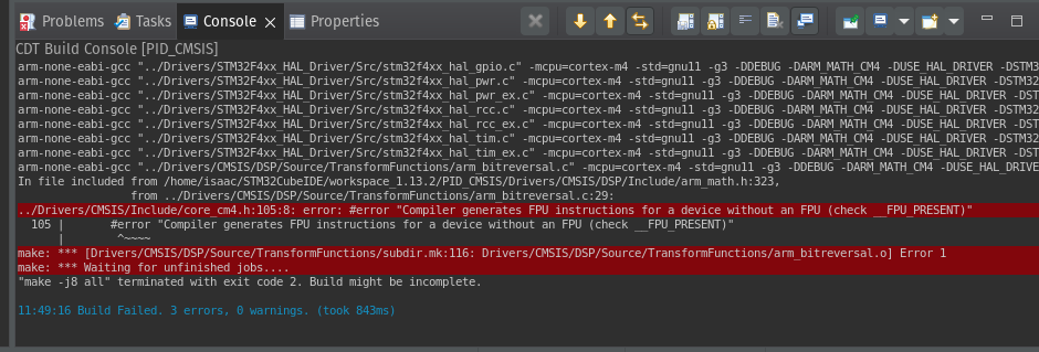 Compilation error while integrating DSP library - STMicroelectronics ...