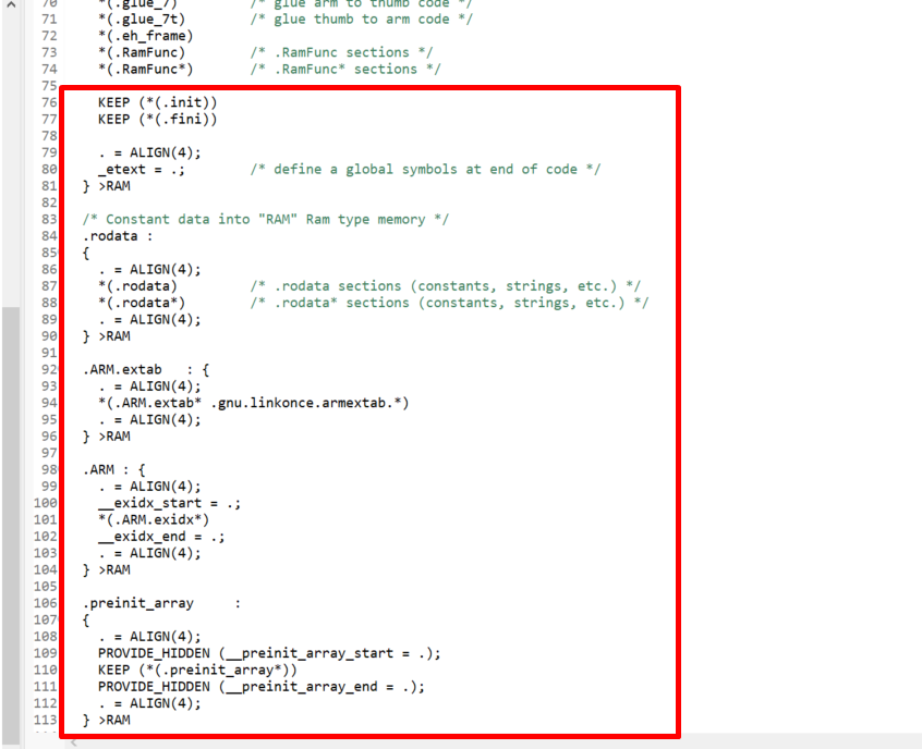 Information about the content of RAM.ld file - STMicroelectronics Community