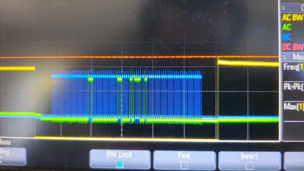 SPI message is 00110000 and 16 0s on stms