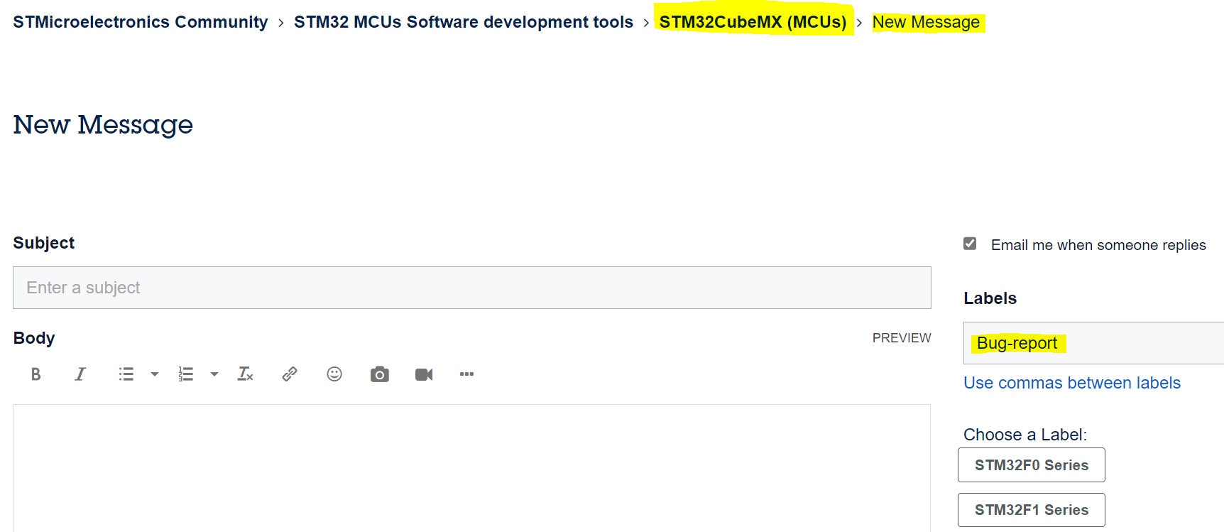 Where to report bugs? - STMicroelectronics Community