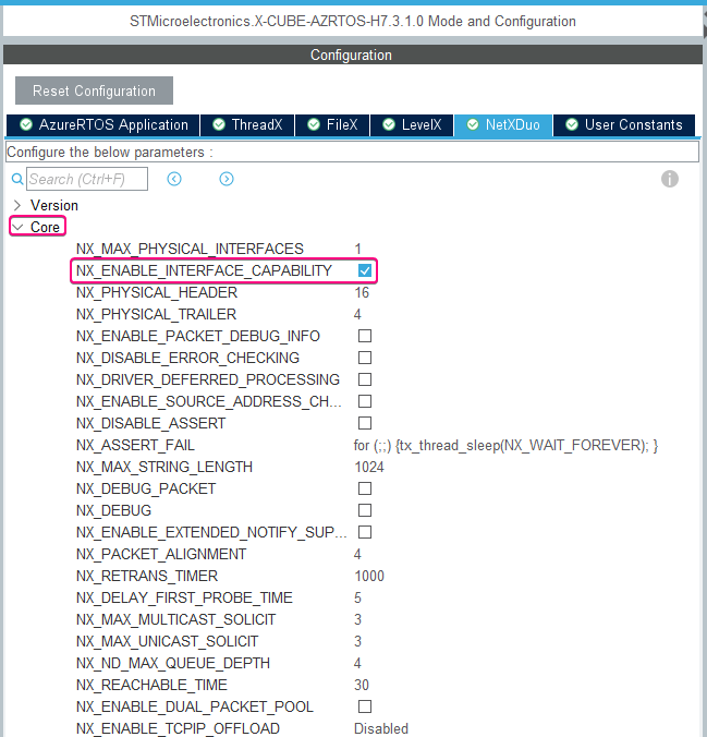 Figure 12 – NetXDuo configuration
