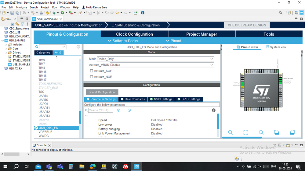 usb otg fs configuration